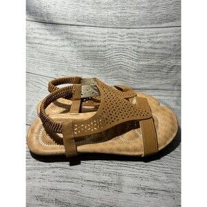 Ashley Blue Comfort Camel Color Sandals Back Strap Size 9
